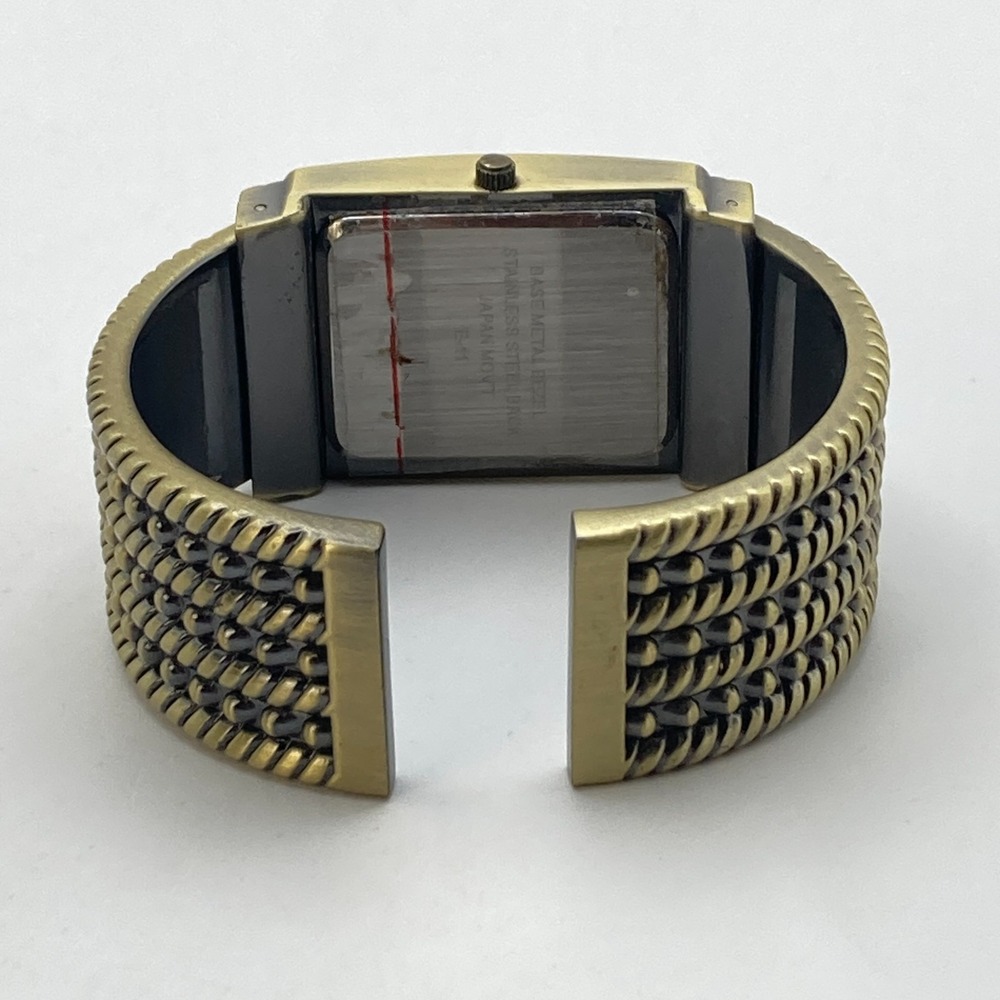Premier Designs Women's Watch 30mm Brass Tone Tank Cuff New Battery 6.5" - Picture 11 of 12